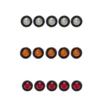 15 in 1 Red + Amber + White Light Truck Trailer LED Round Side Marker Lamp - Image 8