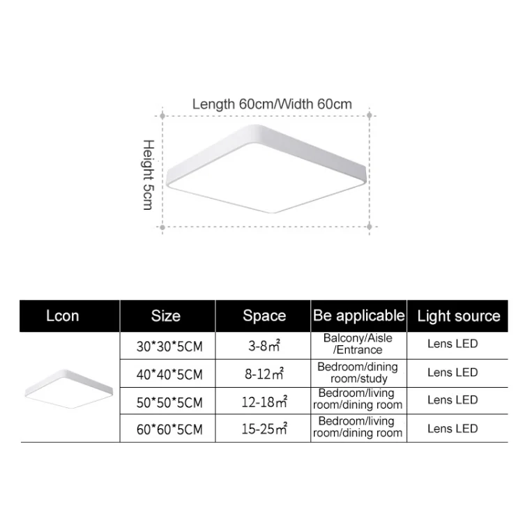 EDA002469101_B1.webp Macaron LED Square Ceiling Lamp, Stepless Dimming - Image 2