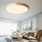 Wood Macaron LED Round Ceiling Lamp, 3-Colors Light - Image 6