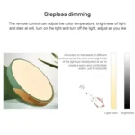 Wood Macaron LED Round Ceiling Lamp, Stepless Dimming - Image 4