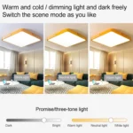 Wood Macaron LED Square Ceiling Lamp, 3-Colors Light - Image 5
