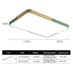 Wood Macaron LED Rectangle Ceiling Lamp, White Light - Image 2