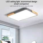 Wood Macaron LED Rectangle Ceiling Lamp, White Light - Image 5