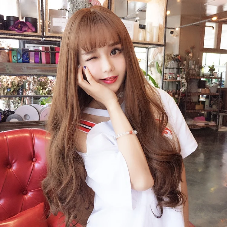 EDA00247501B_1.webp Air Bangs Fluffy Long Curly Hair Wig Rose Net Headgear for Women - Image 2