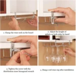 304 Stainless Steel Hanging Wine Glass Shelf Drain Rack Cup Holder - Image 9