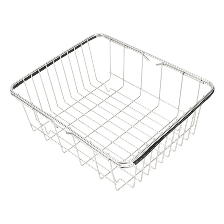 EDA00266201_1.webp Kitchen Dish Drainer Sink Drain Basket Washing Vegetable Fruit Drying Holder Stainless Steel Adjustable Rack - Image 2