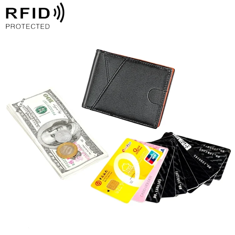 9653SN Men and Women Two-fold RFID Anti-theft Wallet with Y-shaped Front Pocket