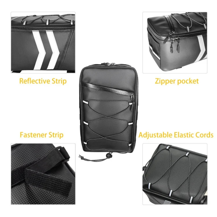 EDA0032185_4.webp Motorcycle Waterproof PU Leather Rack Rear Carrier Bag, Capacity: 9L with Rain Cover - Image 5