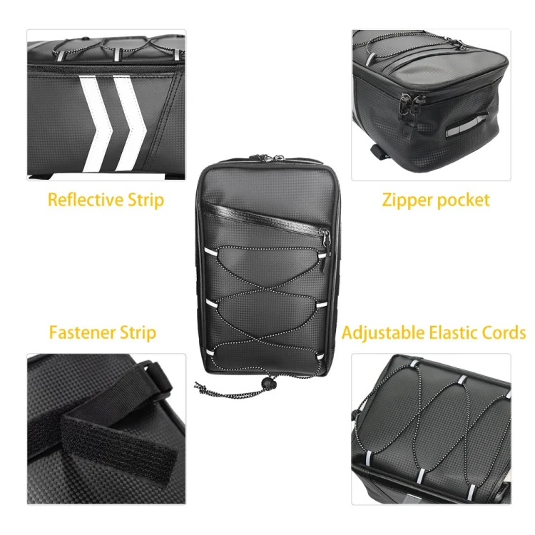 EDA0032193_4.webp Motorcycle Waterproof PU Leather Rack Rear Carrier Bag, Capacity: 8L with Rain Cover - Image 5