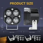 Car 3 inch 4LEDs Spotlight 20W / 2000LM / 6000K / DC9-80V - Image 2