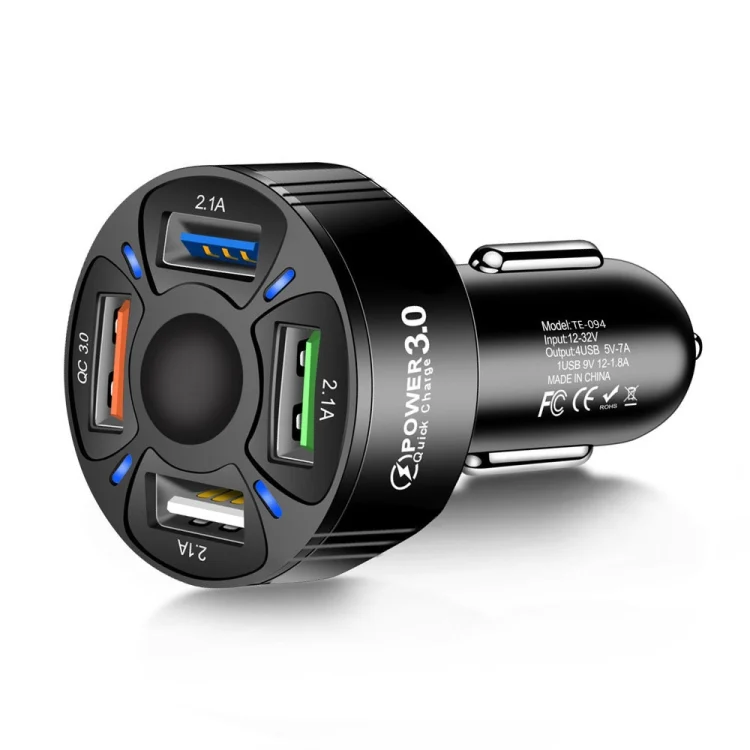 TE-094 4 in 1 Cigarette Lighter Conversion Plug Multi-function USB Car Fast Charger
