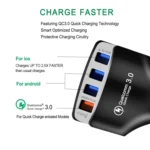 KC08 4 in 1 Cigarette Lighter Conversion Plug Multi-function USB Car Fast Charger - Image 3