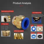 PC6-04 LAIZE 2pcs PC Male Thread Straight Pneumatic Quick Fitting Connector - Image 7