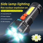 Strong Bright 5 Core LED Flashlight USB Rechargeable Powerful Torch - Image 2