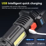 Strong Bright 5 Core LED Flashlight USB Rechargeable Powerful Torch - Image 5