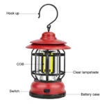 Portable Retro Hanging Lamp Lantern Camping Tent Light - Image 3