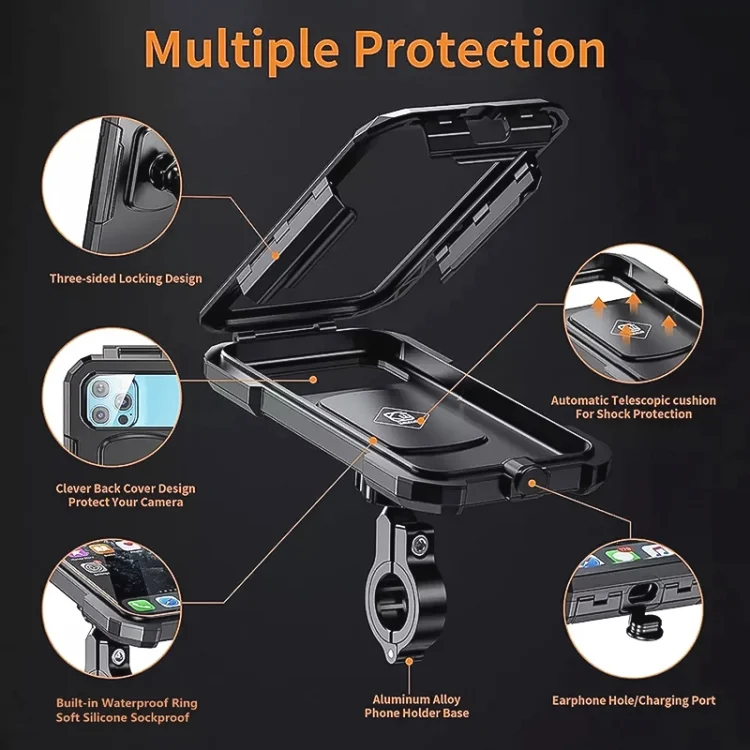 EDA003735001_4.webp Motorcycle / Bicycle Handlebar Wireless Charging Waterproof Box Mobile Phone Holder - Image 5