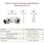 PL4-02 LAIZE 2pcs PL Elbow Pneumatic Quick Fitting Connector - Image 2