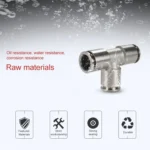 LAIZE Nickel Plated Copper Tee Pneumatic Quick Fitting Connector - Image 4