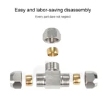 LAIZE Nickel Plated Copper T Type Tee Pneumatic Quick Fitting Copper Pipe Connector - Image 3