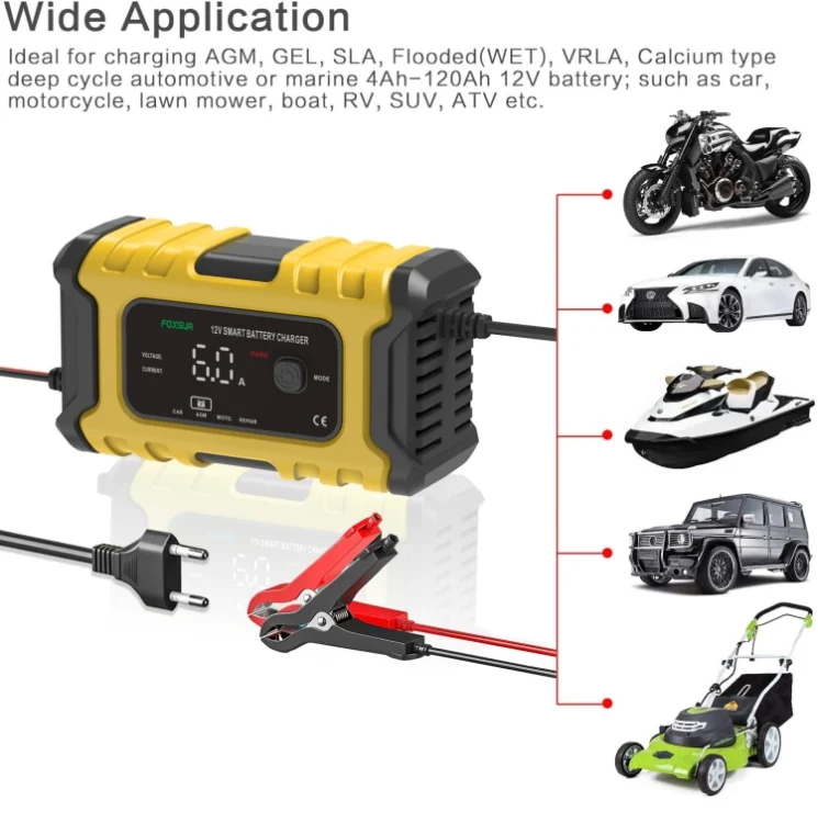EDA003939701A_3.webp FOXSUR 6A 12V Motorcycle / Car Smart Battery Charger - Image 4