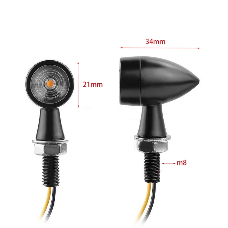 EDA0041115_3.webp For Kawasaki / Suzuki / Yamaha / Honda T-S002 1 Pair Motorcycle LED Mini Turn Signal Metal Retro Signal Light - Image 4