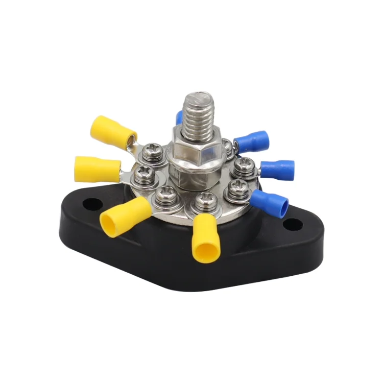 EDA004241302A_1.webp 3/8 inch M10 RV Yacht 8-way Terminal Stud with 2 M5x20 Screws + 16pcs Terminals - Image 2