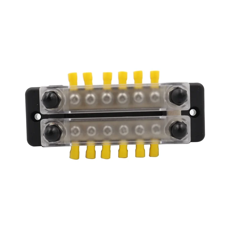 EDA0042445_2.webp CP-3114 1 Pair 150A 12-48V RV Yacht Double-row 6-way Busbar with 32pcs Terminals - Image 3