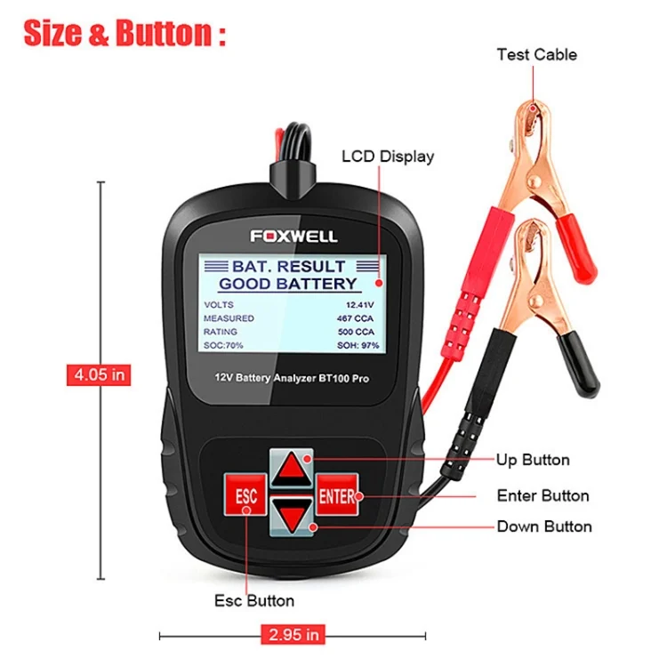 EDA0042614_1.webp FOXWELL BT100Pro 12V Car Battery Detector Fault Diagnosis Tool - Image 2