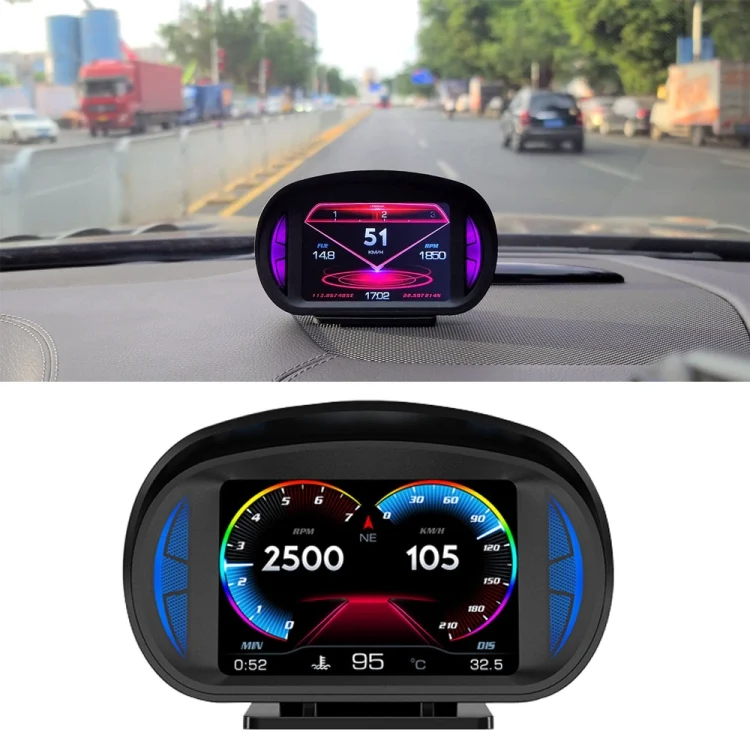 EDA0043162.webp P2 3 inch Multi-function HD OBD LCD Instrument GPS Car Speed Slope Meter HUD Head-up Display - Image 1