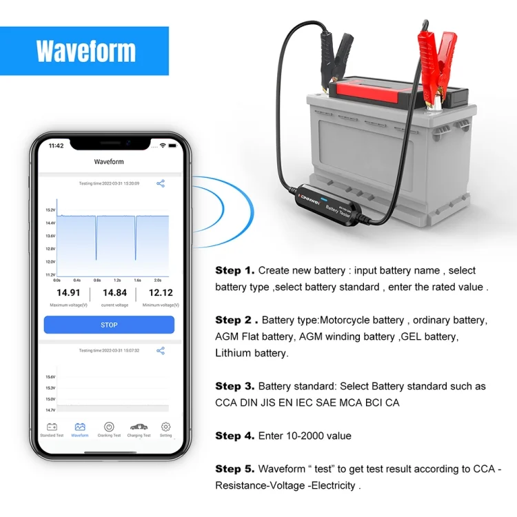 EDA004360001A_6.webp KONNWEI BK200 6V/12V/24V Car Bluetooth Battery Tester - Image 7