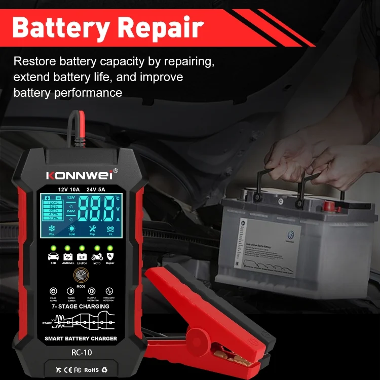 EDA004361301_B3.webp KONNWEI CR-10 2.4 inch Car Battery Charger Battery Pulse Repair Tool - Image 4