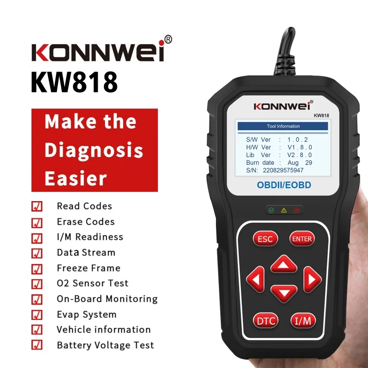 EDA0043651_1.webp KONNWE KW818 Car OBD2 Bluetooth Fault Detector Diagnostic Tools - Image 2