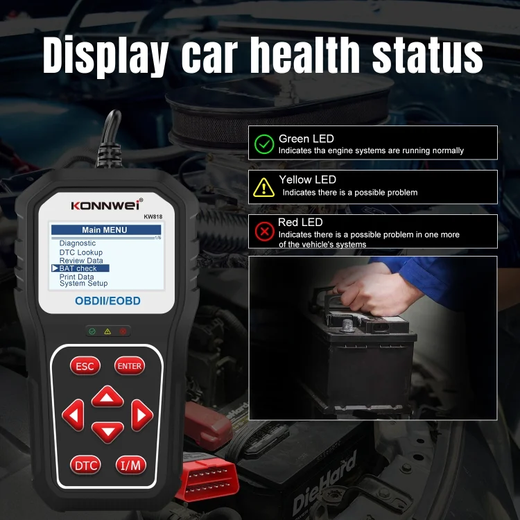 EDA0043651_2.webp KONNWE KW818 Car OBD2 Bluetooth Fault Detector Diagnostic Tools - Image 3