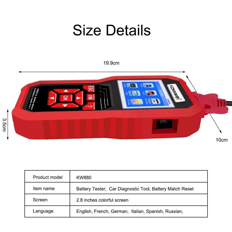 EDA0043658_5.webp KONNWEI KW880 3 in 1 Car OBD2 Fault Diagnosis + Battery Tester + Battery Match Reset - Image 6