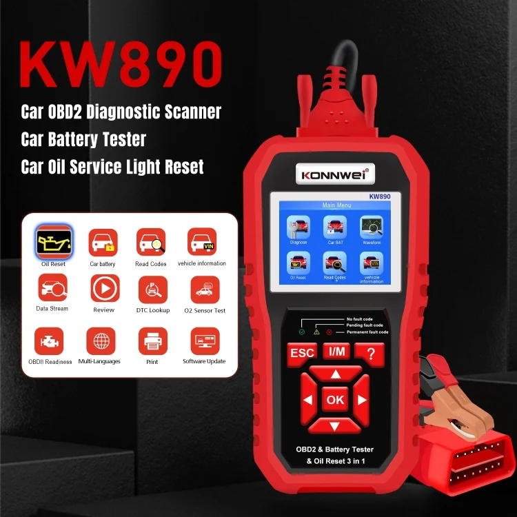 EDA0043664_1.webp KONNWEI KW890 2 in 1 Car OBD2 Fault Detector + Maintenance Light Reseter - Image 2