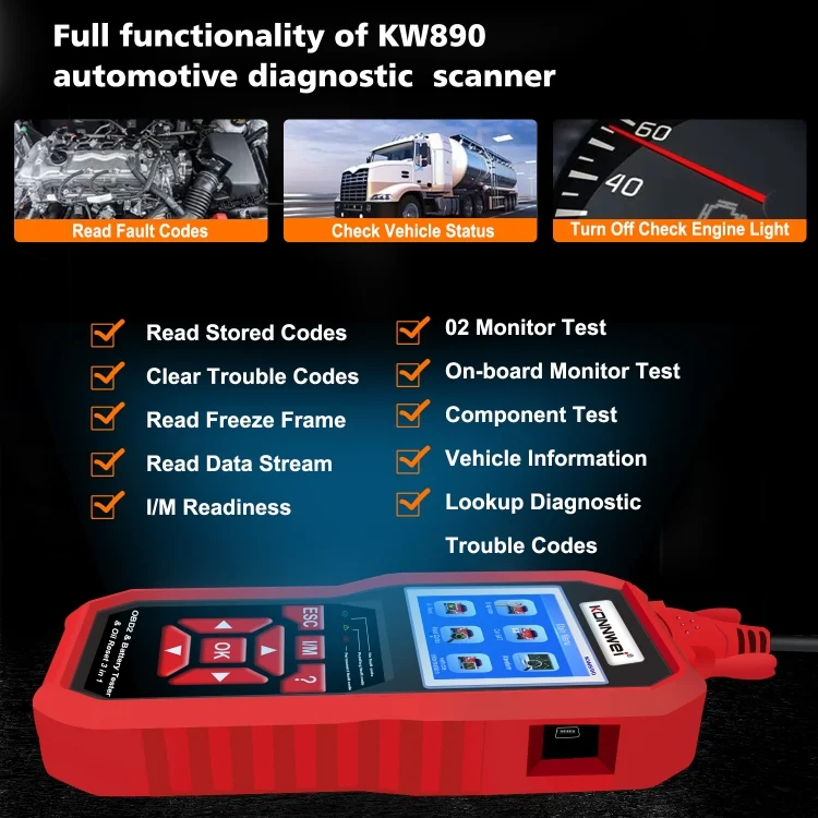 EDA0043664_2.webp KONNWEI KW890 2 in 1 Car OBD2 Fault Detector + Maintenance Light Reseter - Image 3