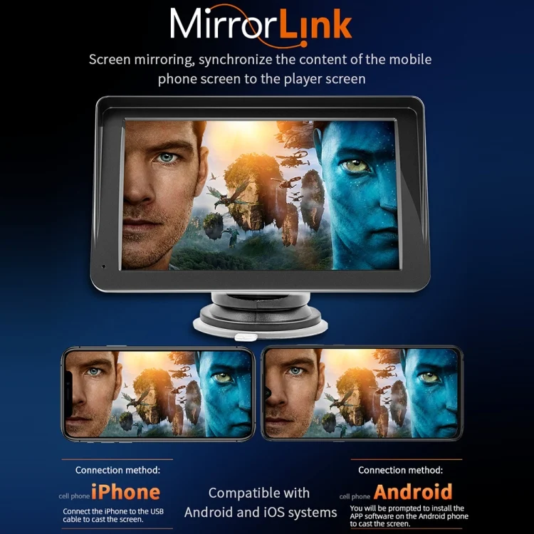 EDA0043855_6.webp B5300A 7 inch Wireless CarPlay Car Bluetooth MP5 Player, Support Mobile Phone Interconnection - Image 7