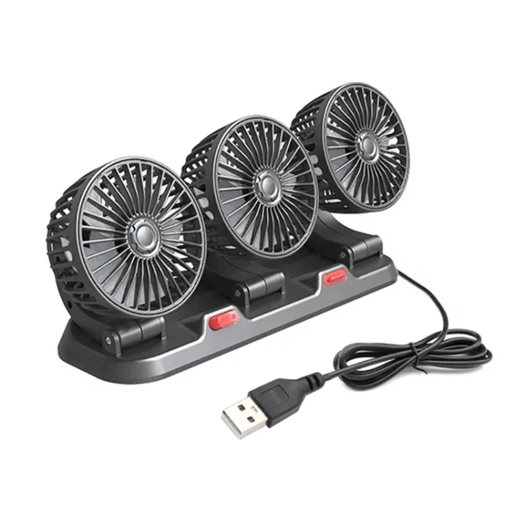 F4310 360-Degree Rotating Adjustable Car Three-Head Fan