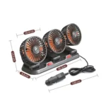 F4310 360-Degree Rotating Adjustable Car Three-Head Fan - Image 4