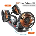 F4310 360-Degree Rotating Adjustable Car Three-Head Fan - Image 5