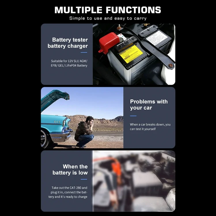 EDA0044874_4.webp CAT-280 2 in 1 Car Battery Charger & Color Screen Battery Tester, EU Plug - Image 5