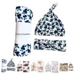 Newborn Baby Three-piece Swaddling Scarf  Cap Headband - Image 8