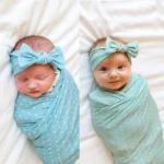 Newborn Baby Dot Pattern Swaddling Scarf Headband - Image 3