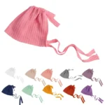 Elastic Fabric Newborn Baby Cute Cap with Strap - Image 7