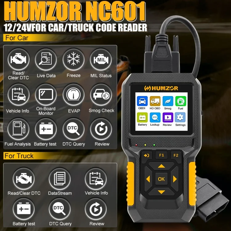 EDA0045309_3.webp HUMZOR NC601 12-24V Car and Truck OBD2 Scan Tool Diagnostic Tool - Image 4