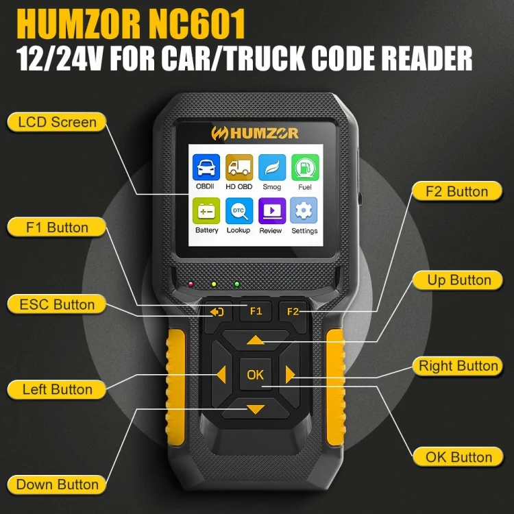 EDA0045309_6.webp HUMZOR NC601 12-24V Car and Truck OBD2 Scan Tool Diagnostic Tool - Image 7