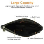 Simple Retro Leather Clutch Zipper Envelope Bag - Image 4