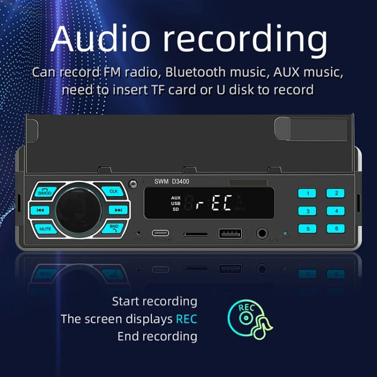 EDA004737201A_10.webp SWM D3400 Car Bluetooth MP3 Player Support Smart Voice Assistant / FM - Image 11