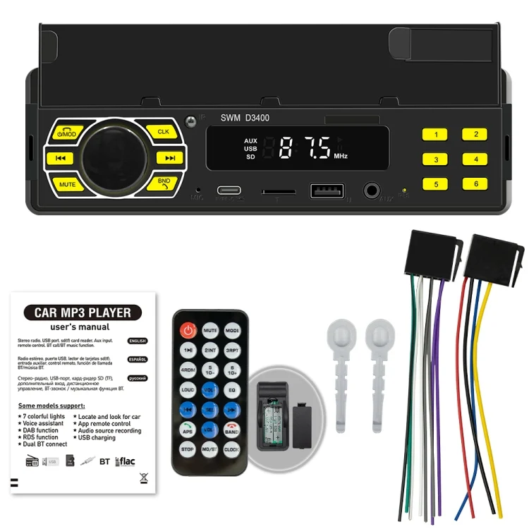 EDA004737201A_4.webp SWM D3400 Car Bluetooth MP3 Player Support Smart Voice Assistant / FM - Image 5